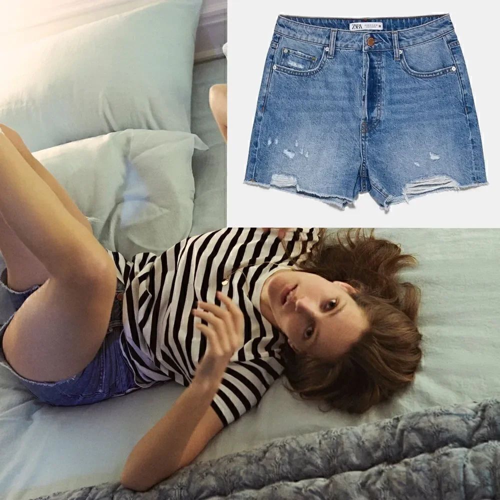 ZARA RIPPED DENIM SHORTS